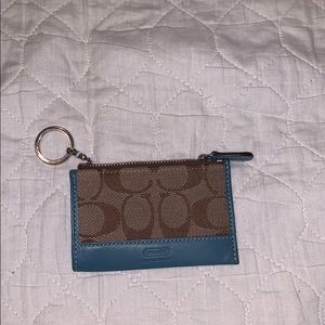 Coach monogram coin purse with key ring
